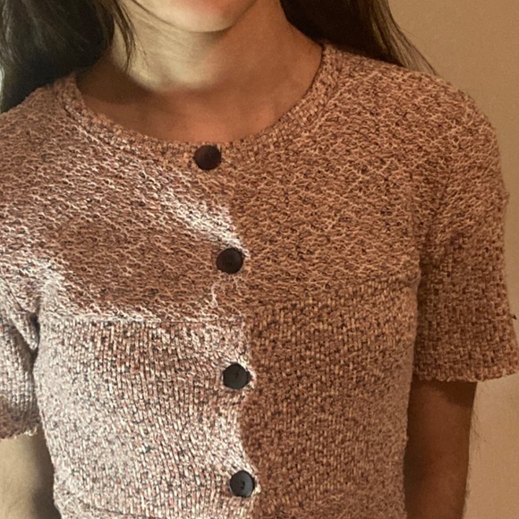 Girls Vintage Pink Black Tweed Dress Button 7/8 - Picture 2 of 11